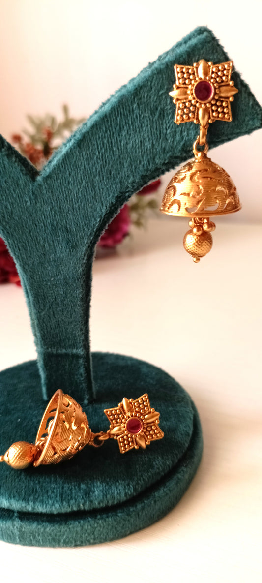 Exquisite Traditional Gold Jhumka Earrings