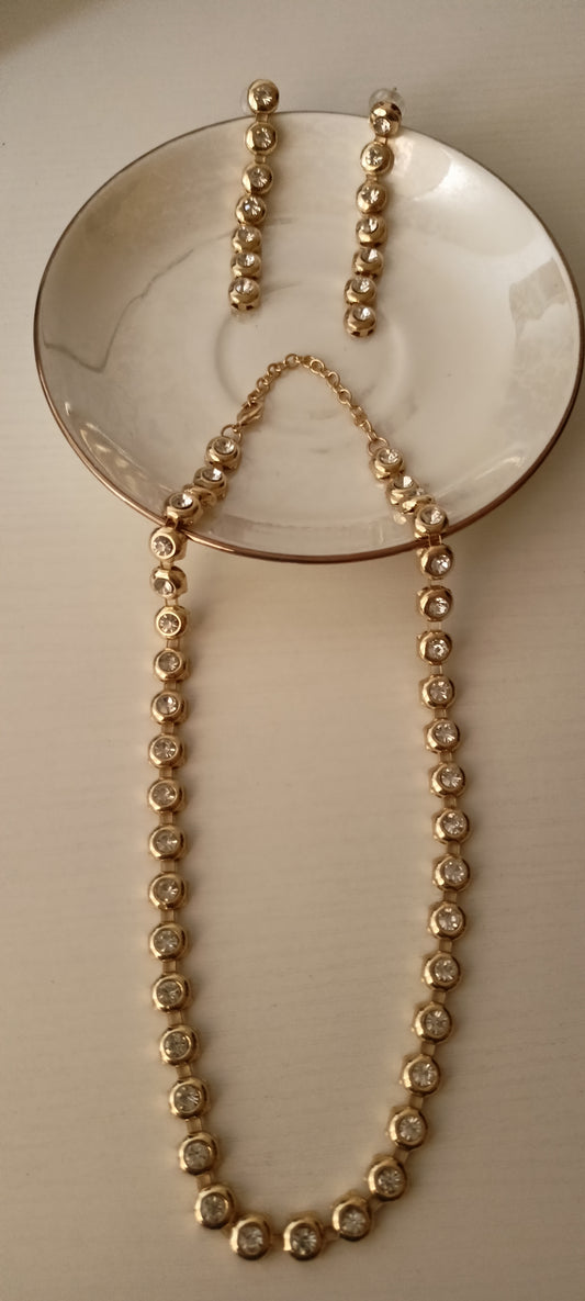Sparkling Clear Stones Necklace Set