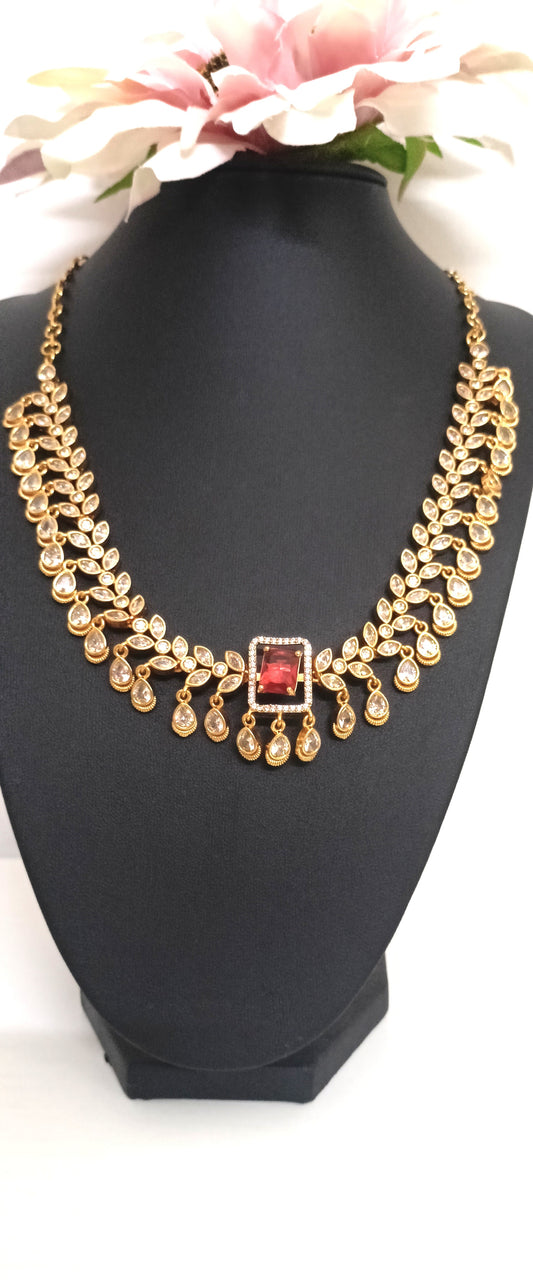 Interchangeable Stone Gold-Plated Necklace Set – Multi-Coloured Stones