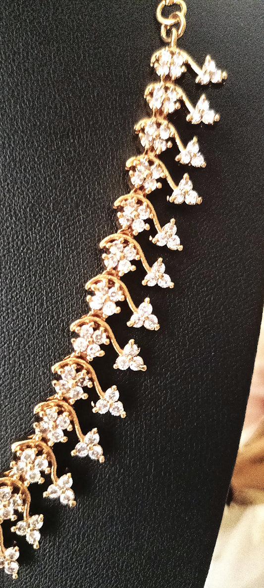 Delicate Floral Vine Necklace Set with CZ Stones