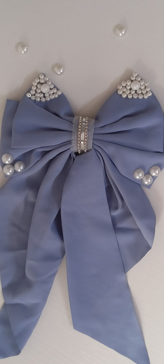 Elegant Pearl-Embellished Bow Hair Band - Personally Handcrafted