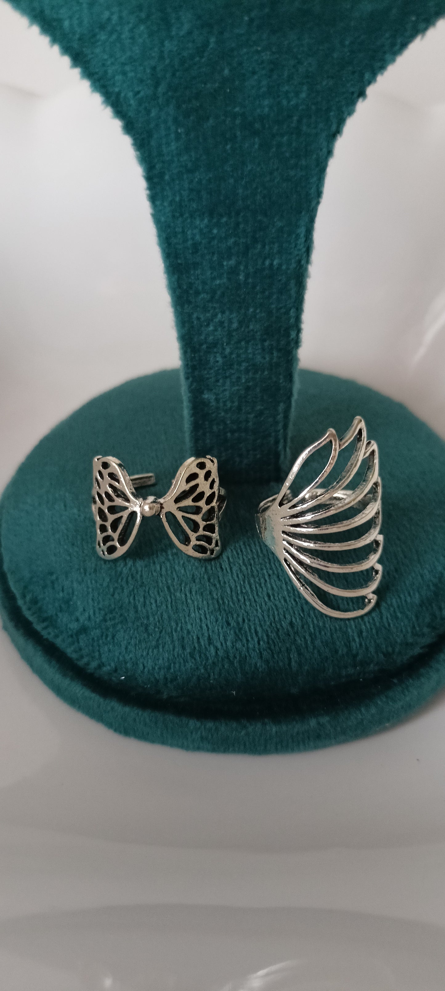 Wings of Grace Ring Set – Butterfly & Angel Wing Adjustable Silver-Tone