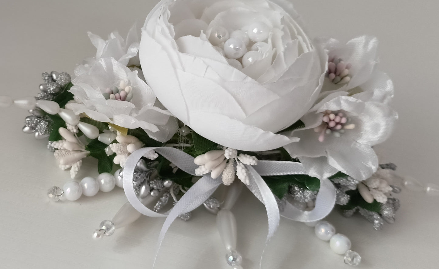 White Pearl & Floral Bridal Hair Accessory | Personally Handcrafted!