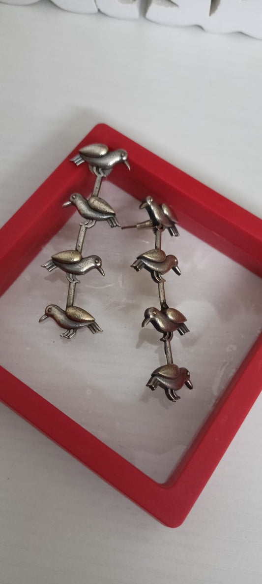 Earring - 4 Birds on a Line