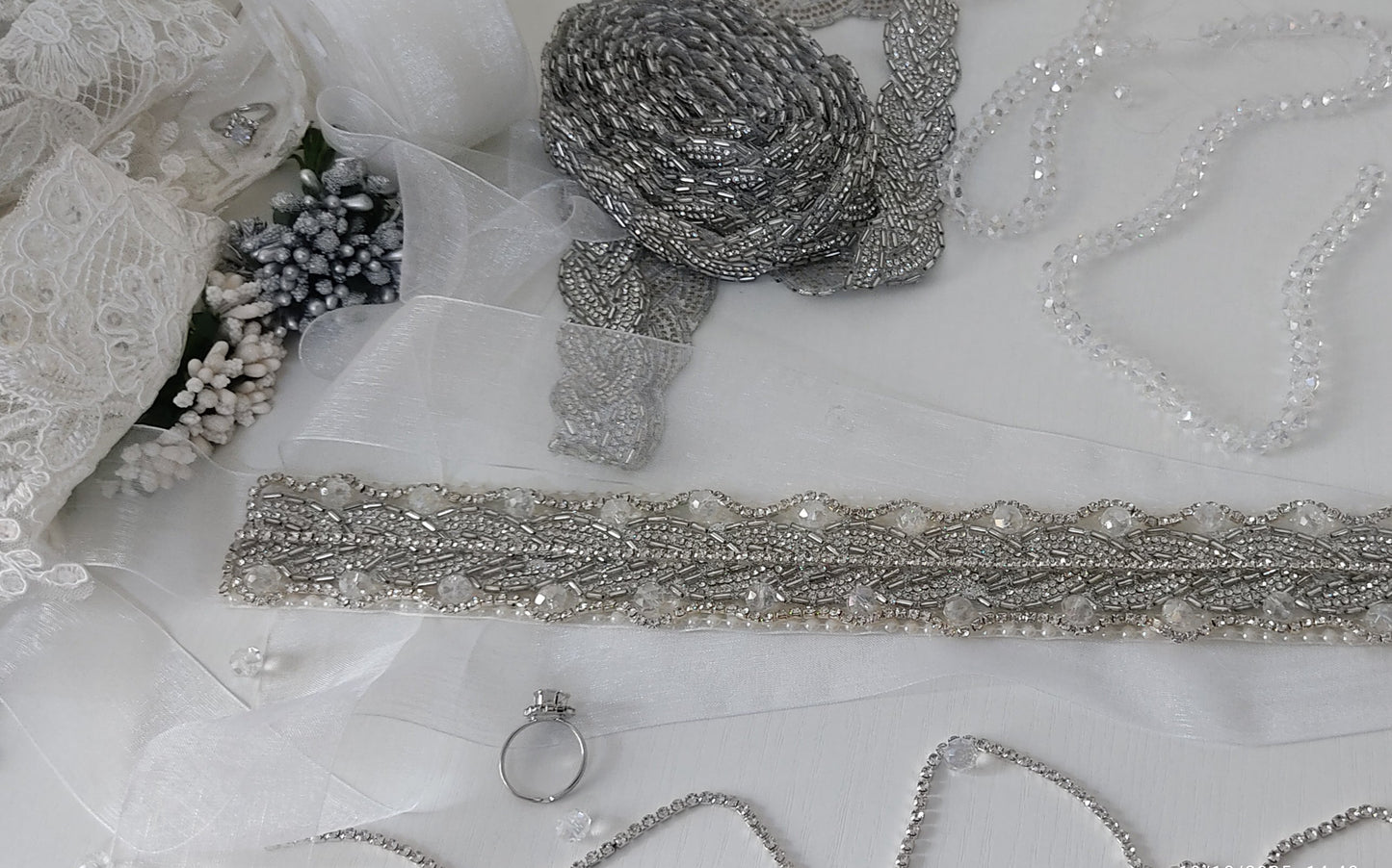 Silver Crystal Bridal Sash Waistband – Personally Handcrafted