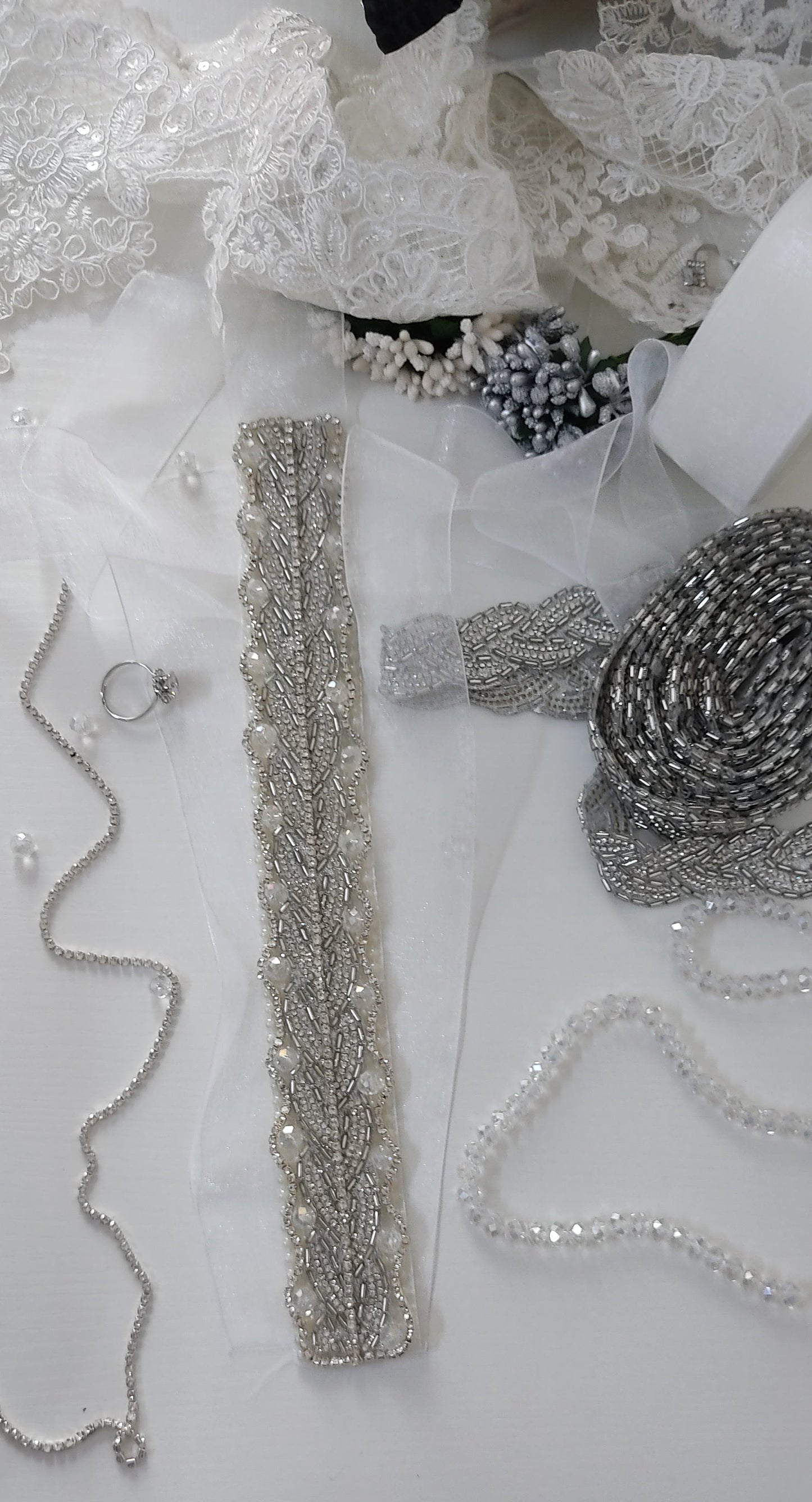 Silver Crystal Bridal Sash Waistband – Personally Handcrafted