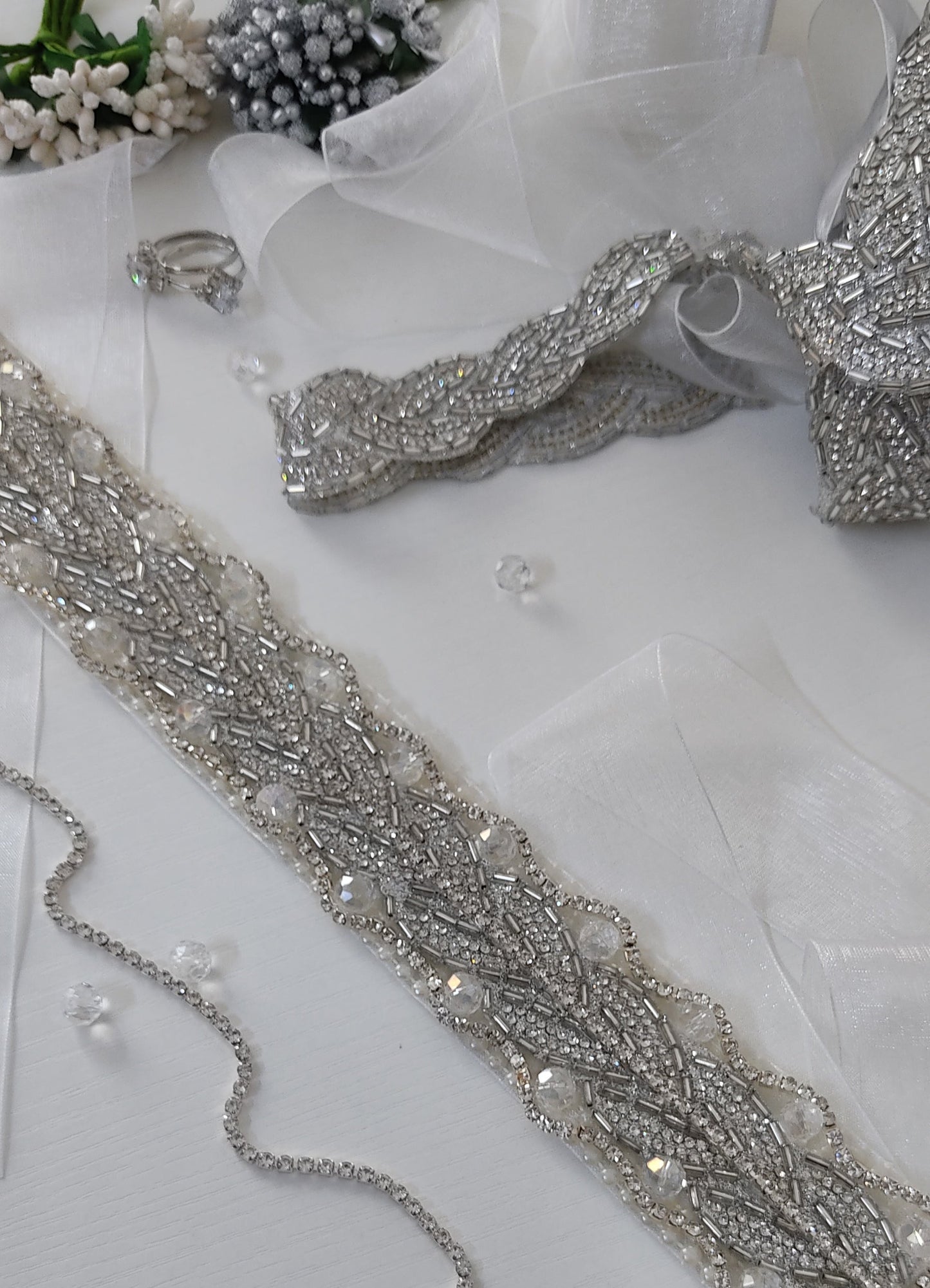 Silver Crystal Bridal Sash Waistband – Personally Handcrafted