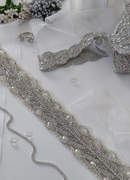 Silver Crystal Bridal Sash Waistband – Personally Handcrafted