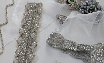 Silver Crystal Bridal Sash Waistband – Personally Handcrafted