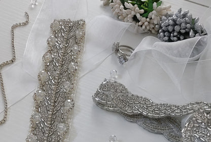Silver Crystal Bridal Sash Waistband – Personally Handcrafted