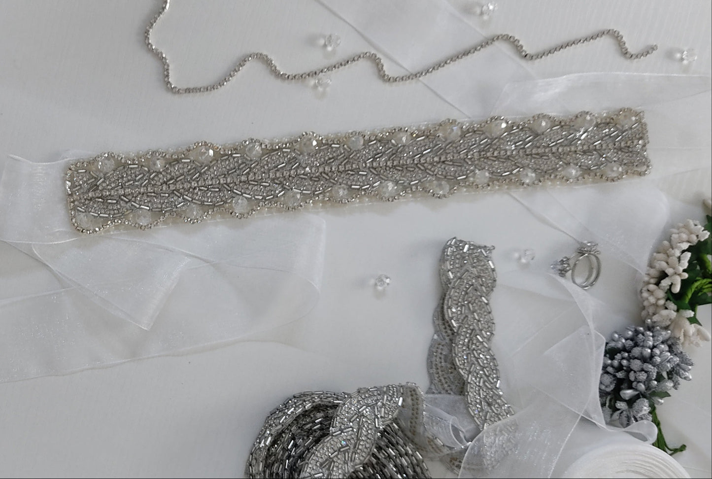 Silver Crystal Bridal Sash Waistband – Personally Handcrafted