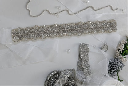 Silver Crystal Bridal Sash Waistband – Personally Handcrafted