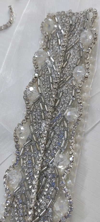 Silver Crystal Bridal Sash Waistband – Personally Handcrafted