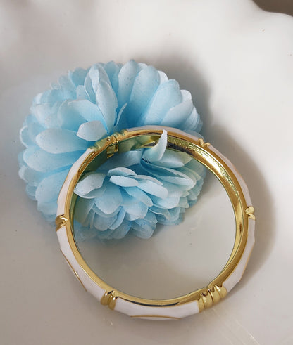 White Enamel & Gold-Plated Bangle
