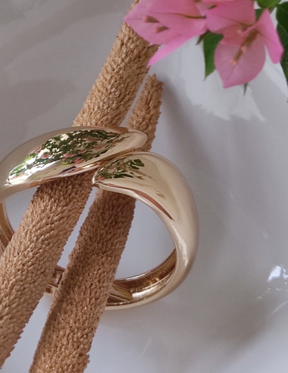 Elegantly Sculpted Gold-Plated Open Bangle Bracelet