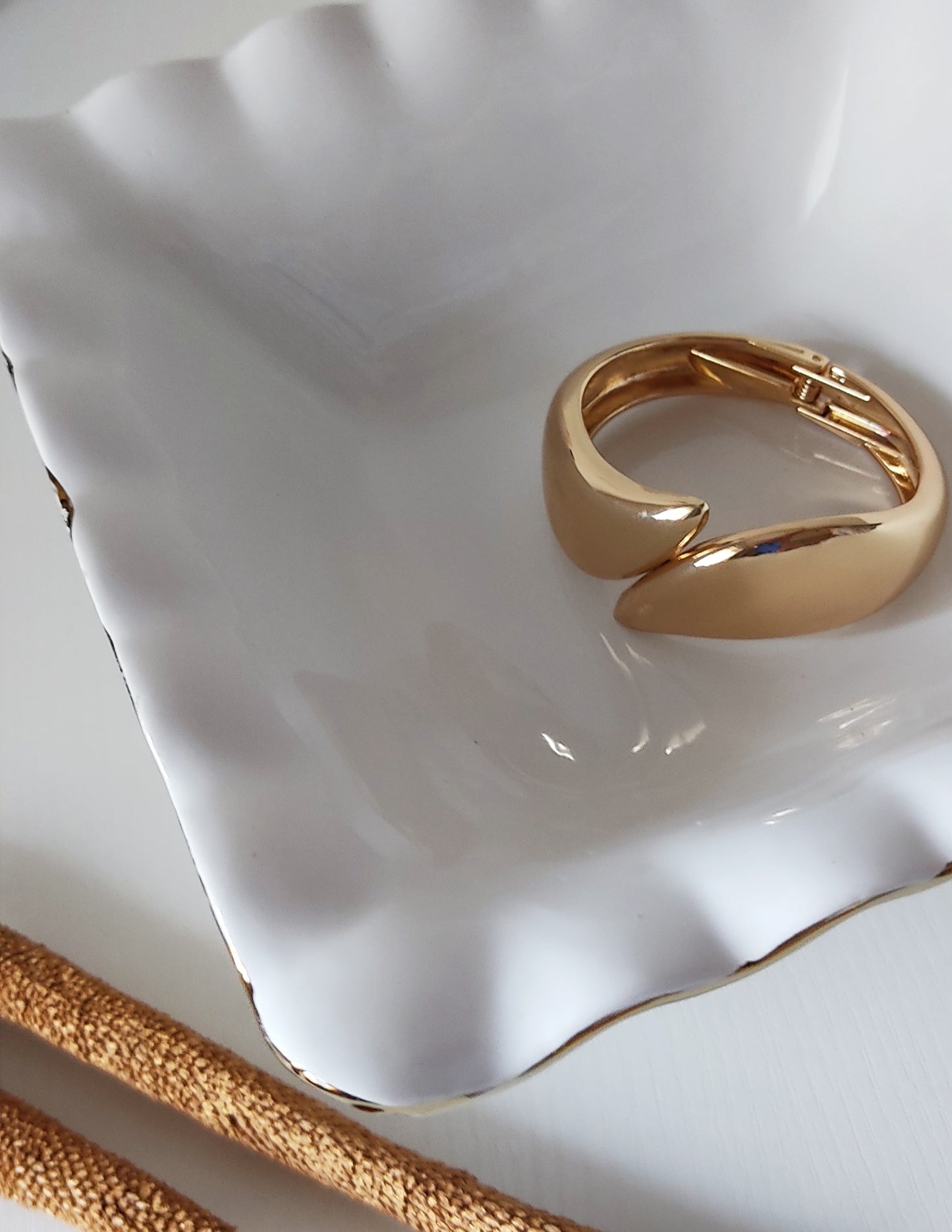 Elegantly Sculpted Gold-Plated Open Bangle Bracelet