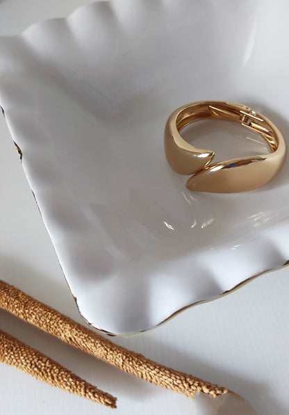 Elegantly Sculpted Gold-Plated Open Bangle Bracelet