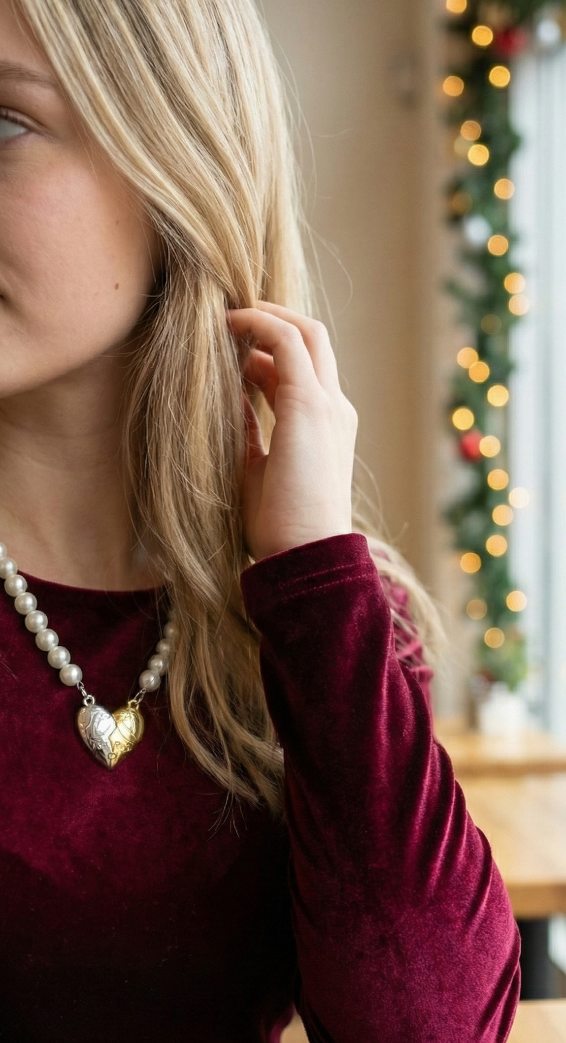 Gold & Silver Detachable Heart Pearl Necklace