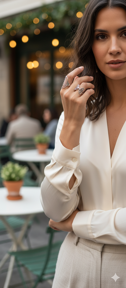 Wings of Grace Ring Set – Butterfly & Angel Wing Adjustable Silver-Tone