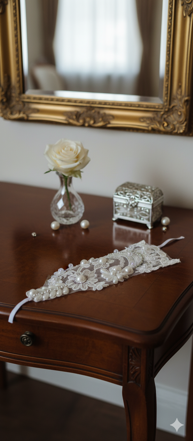 Elegant White Floral Pearl Wrist Glove- Personally Handcrafted