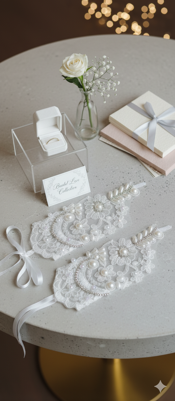 Elegant White Floral Pearl Wrist Glove- Personally Handcrafted