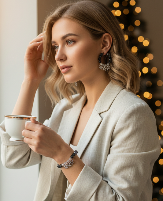 Starlight Charm Beaded Earring & Bracelet Set – Personally Handcrafted