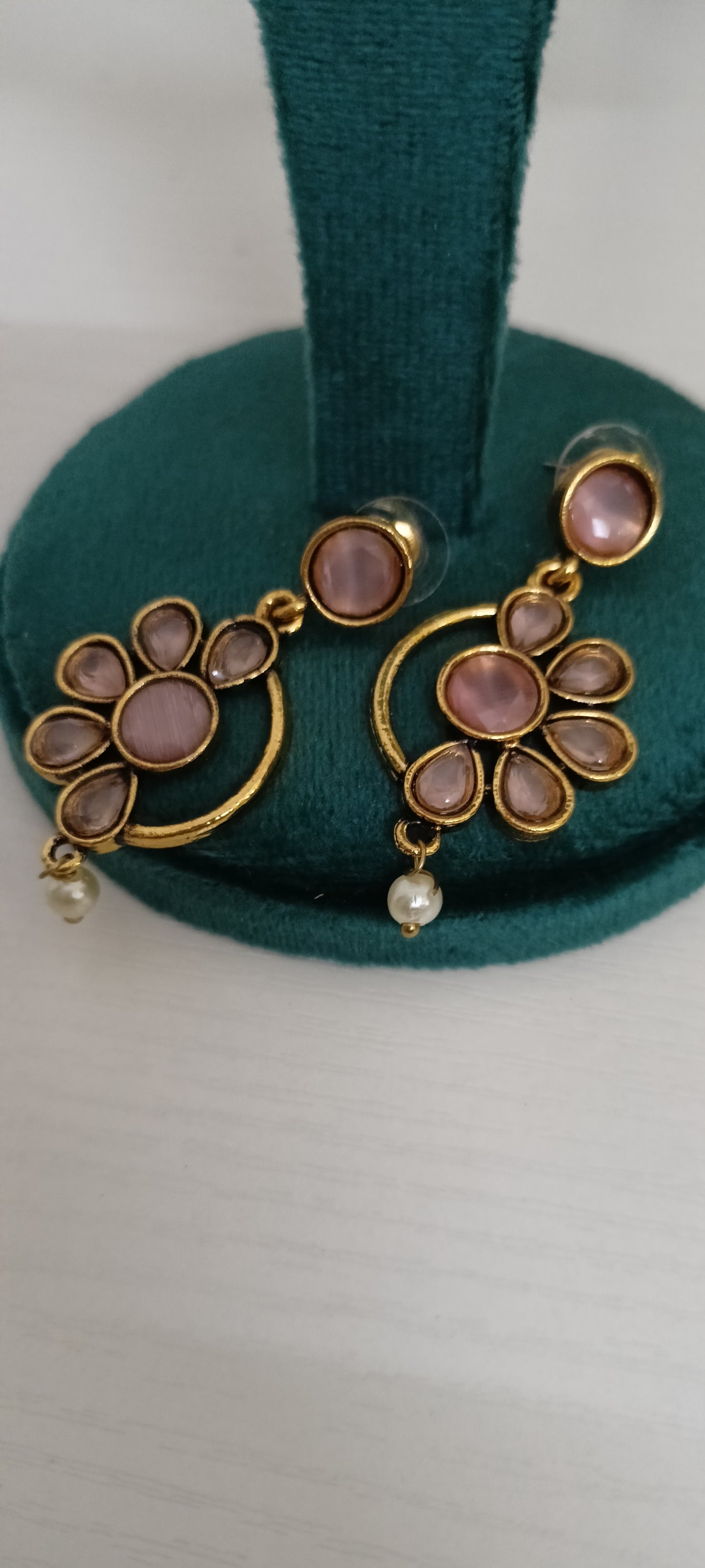 Gold tone Oxidised Replica Earrings
