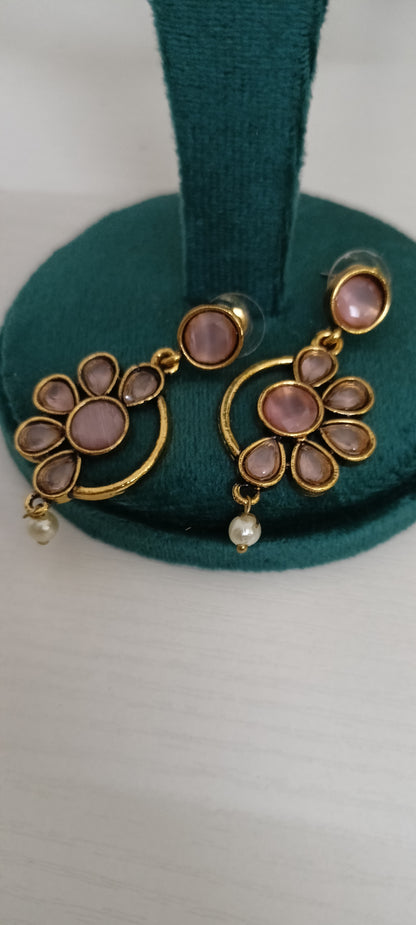 Gold tone Oxidised Replica Earrings