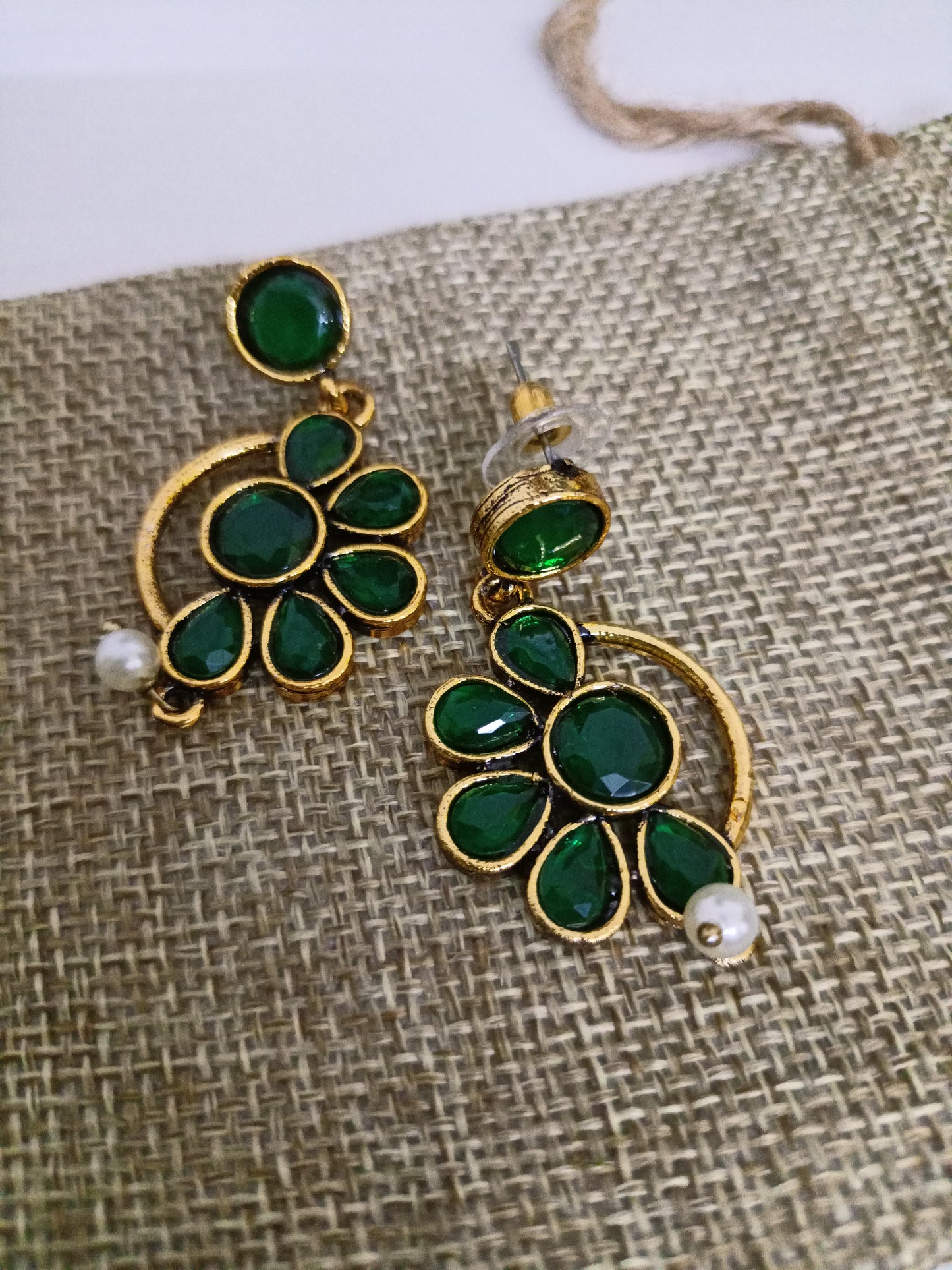 Gold tone Oxidised Replica Earrings