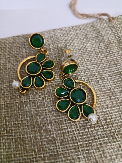 Gold tone Oxidised Replica Earrings