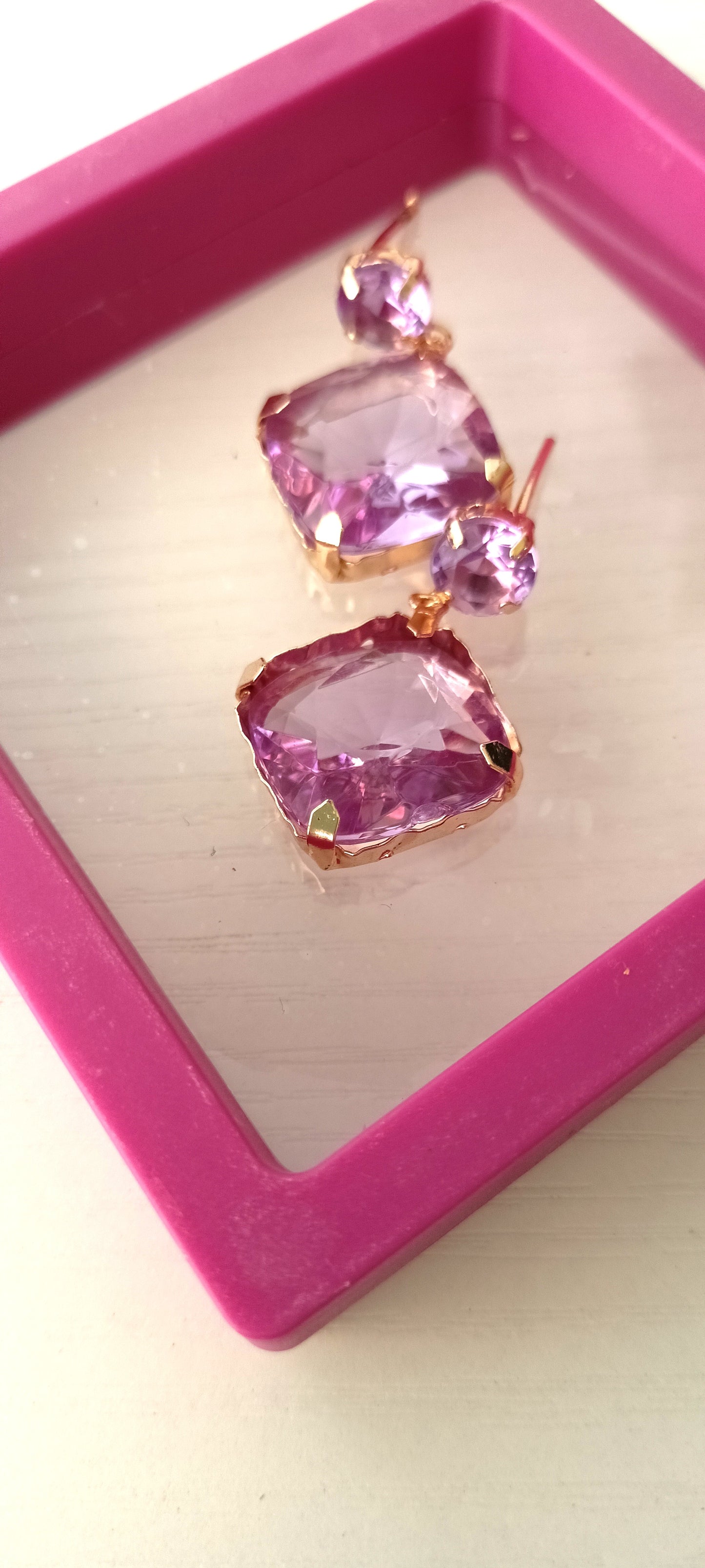 Trendy Gold-Plated Gemstone Drop Earrings