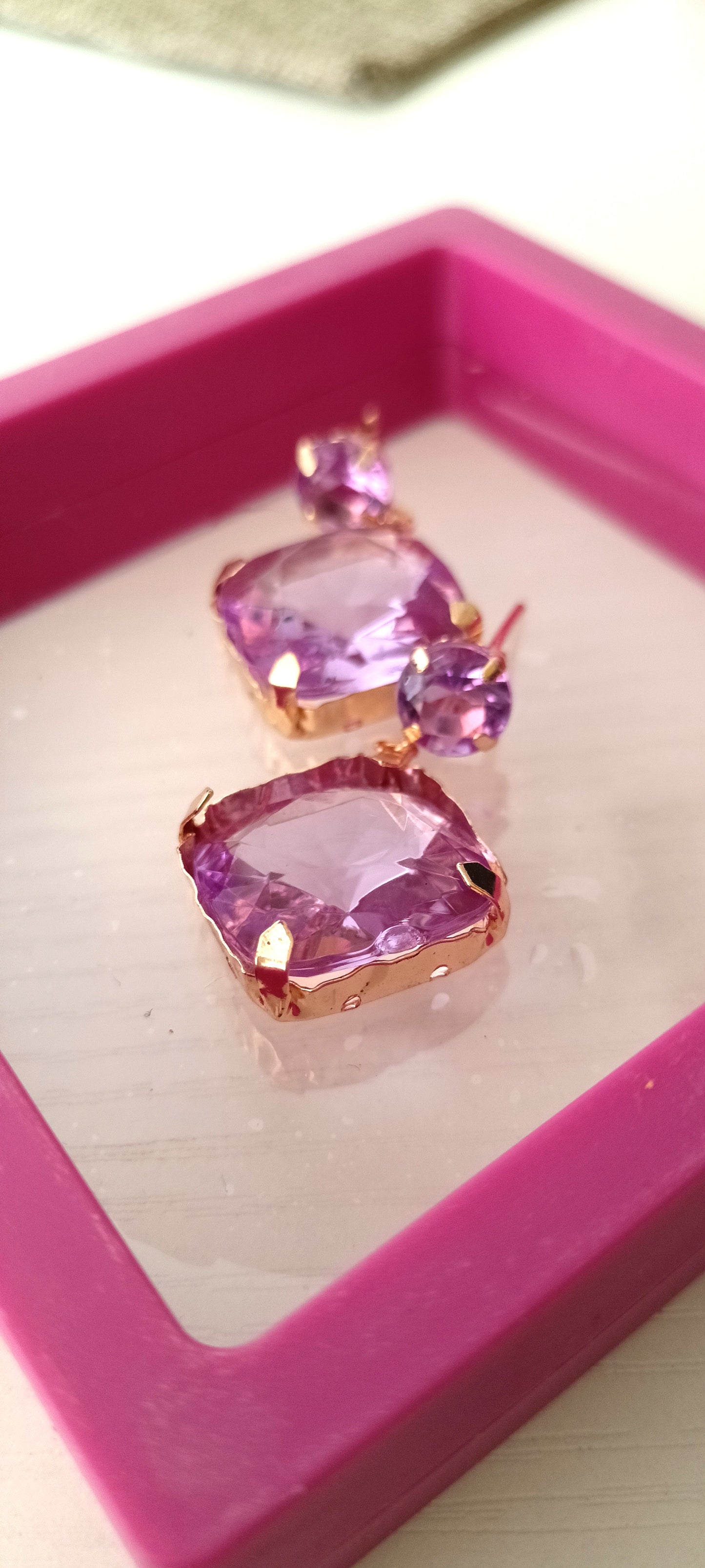 Trendy Gold-Plated Gemstone Drop Earrings