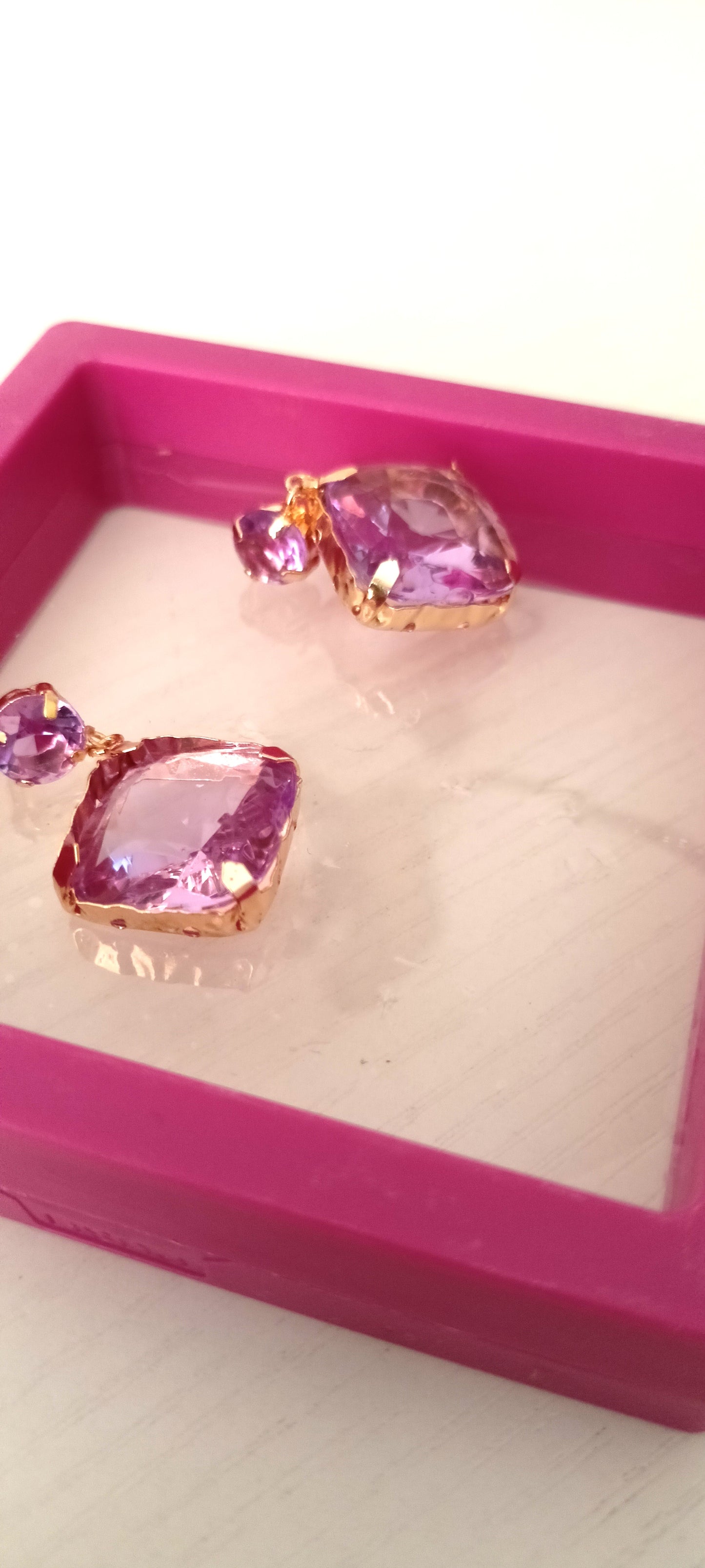 Trendy Gold-Plated Gemstone Drop Earrings
