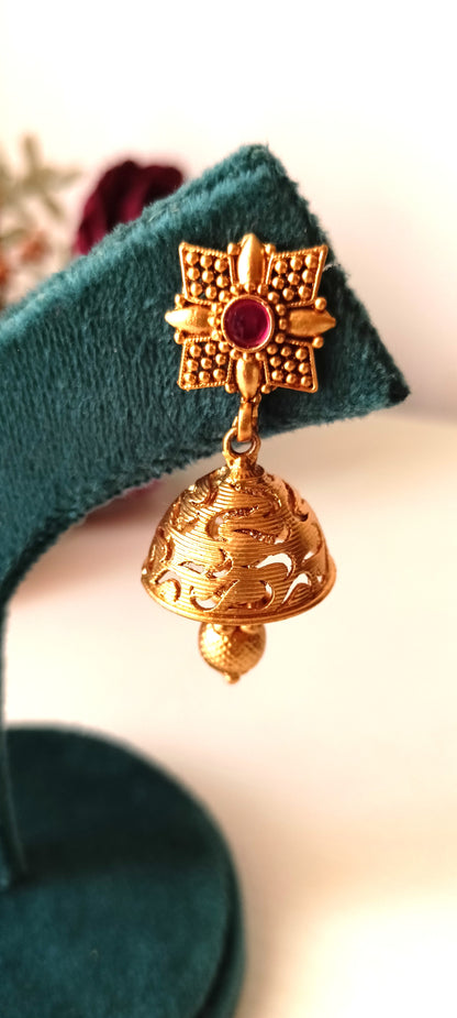 Exquisite Traditional Gold Jhumka Earrings