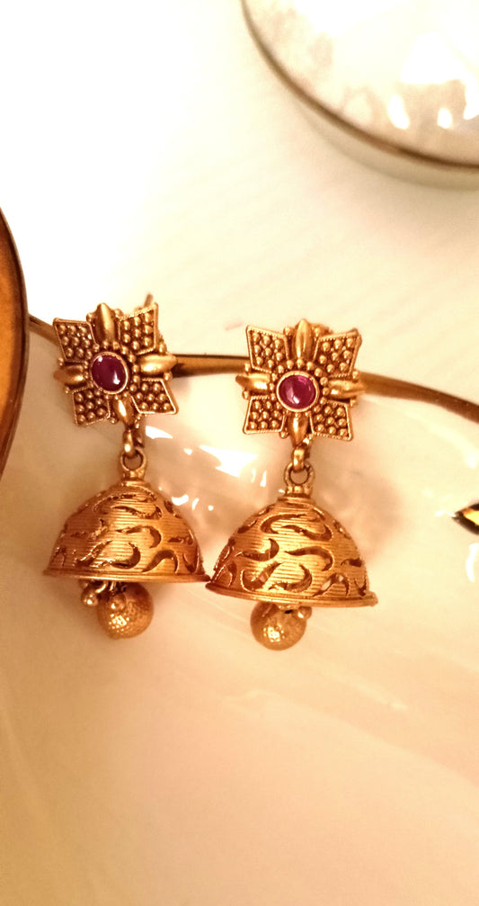 Exquisite Traditional Gold Jhumka Earrings