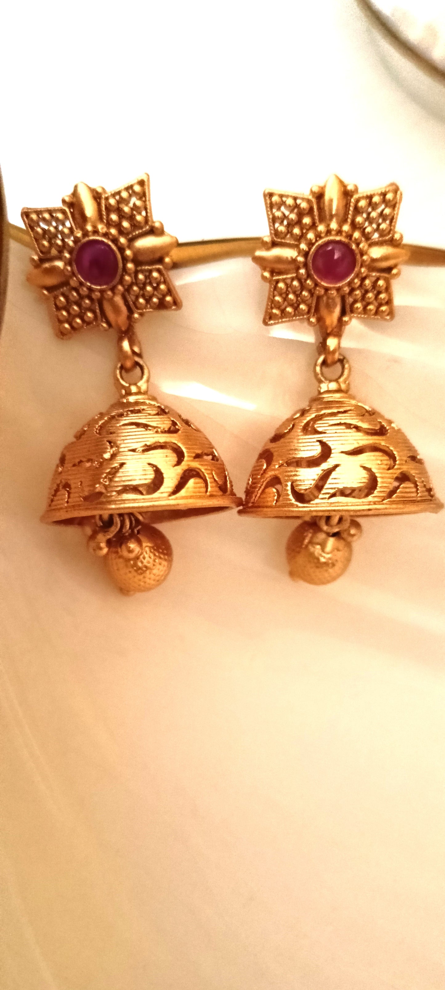 Exquisite Traditional Gold Jhumka Earrings