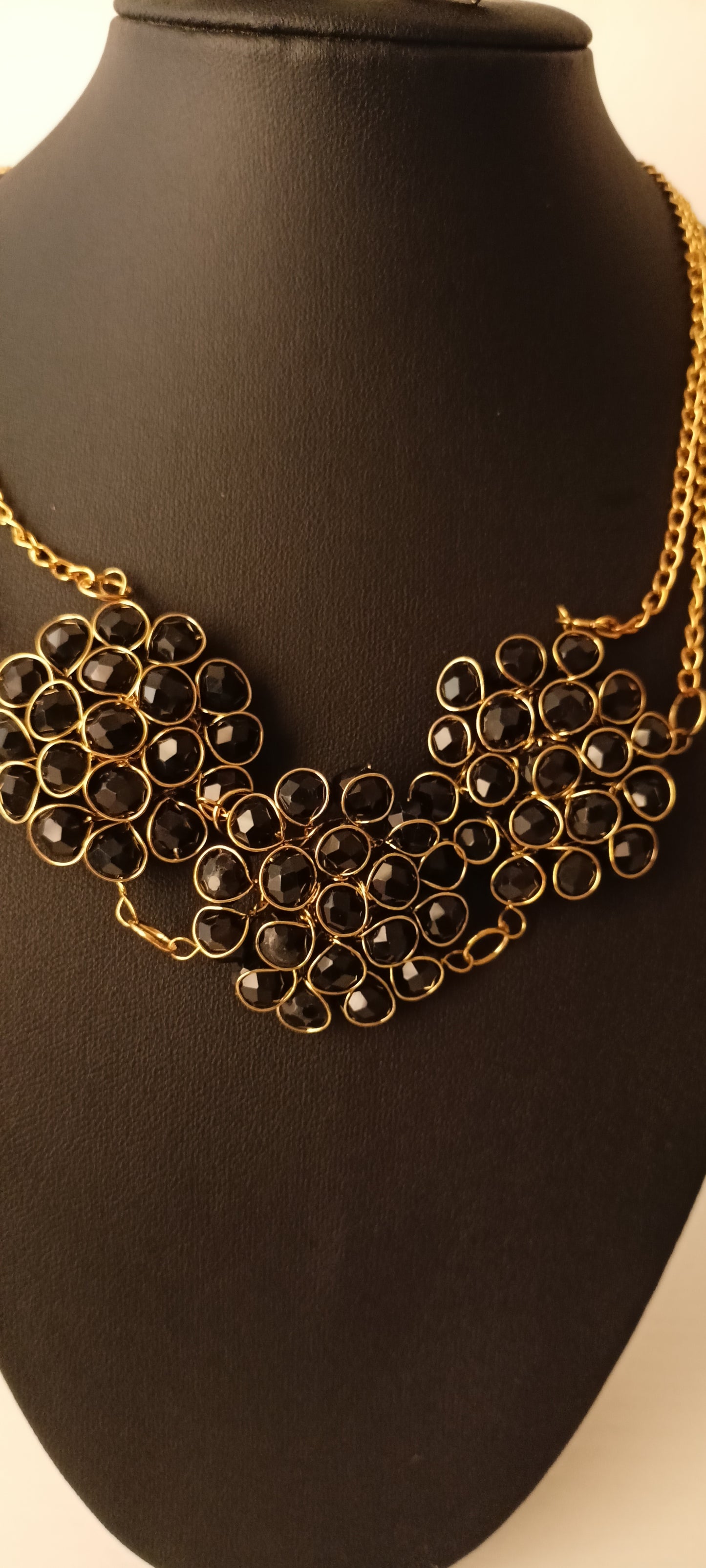Handmade Black Crystal statement necklace set