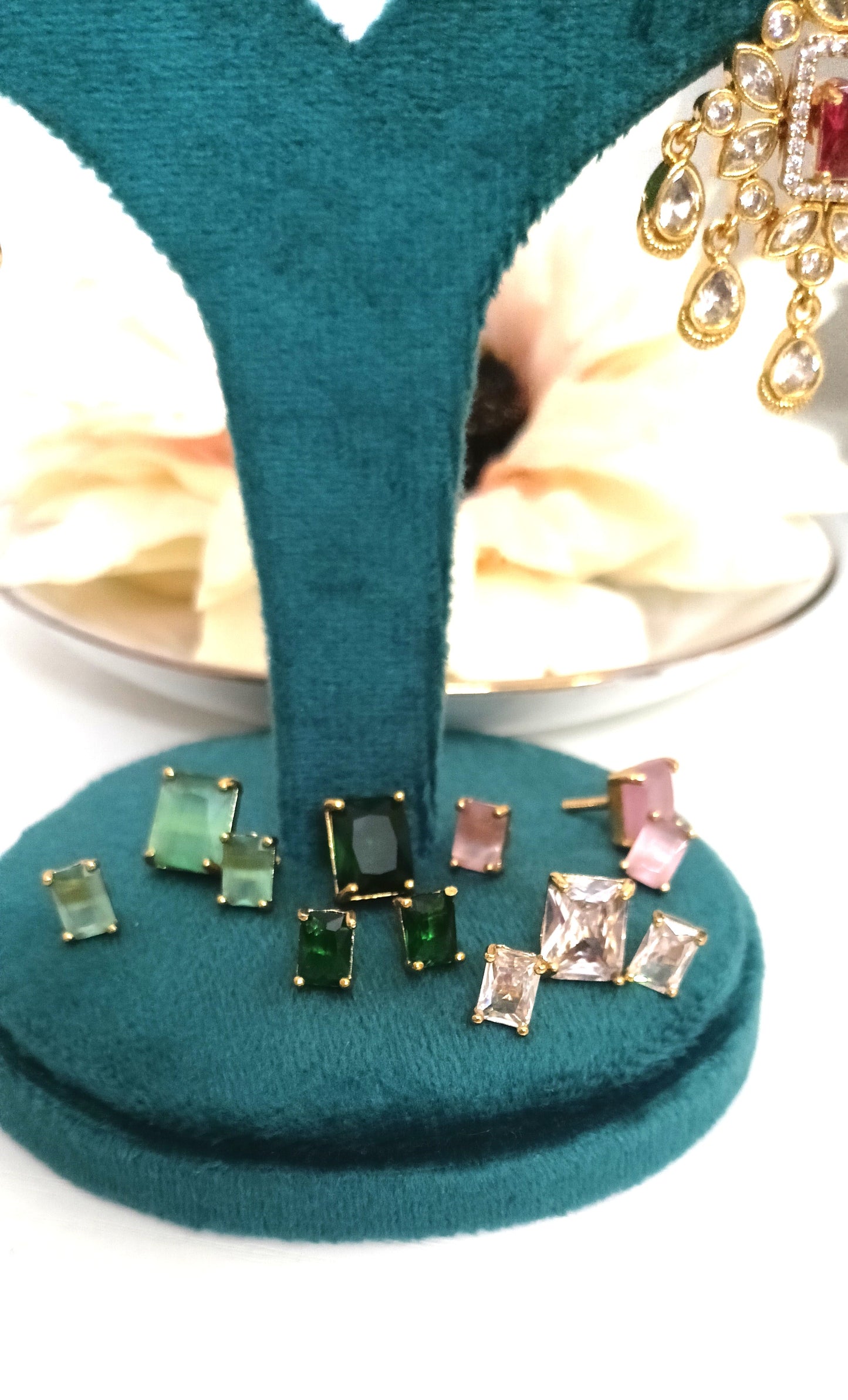 Interchangeable Stone Gold-Plated Necklace Set – Multi-Coloured Stones