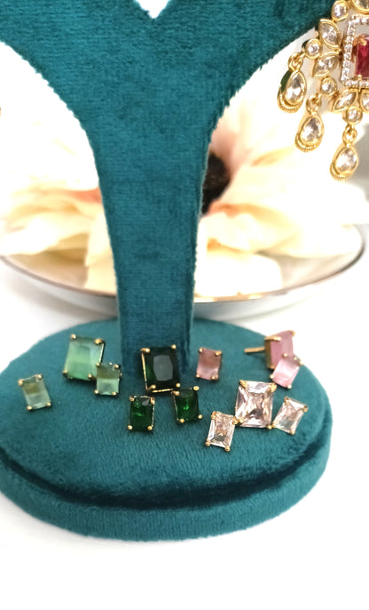 Interchangeable Stone Gold-Plated Necklace Set – Multi-Coloured Stones