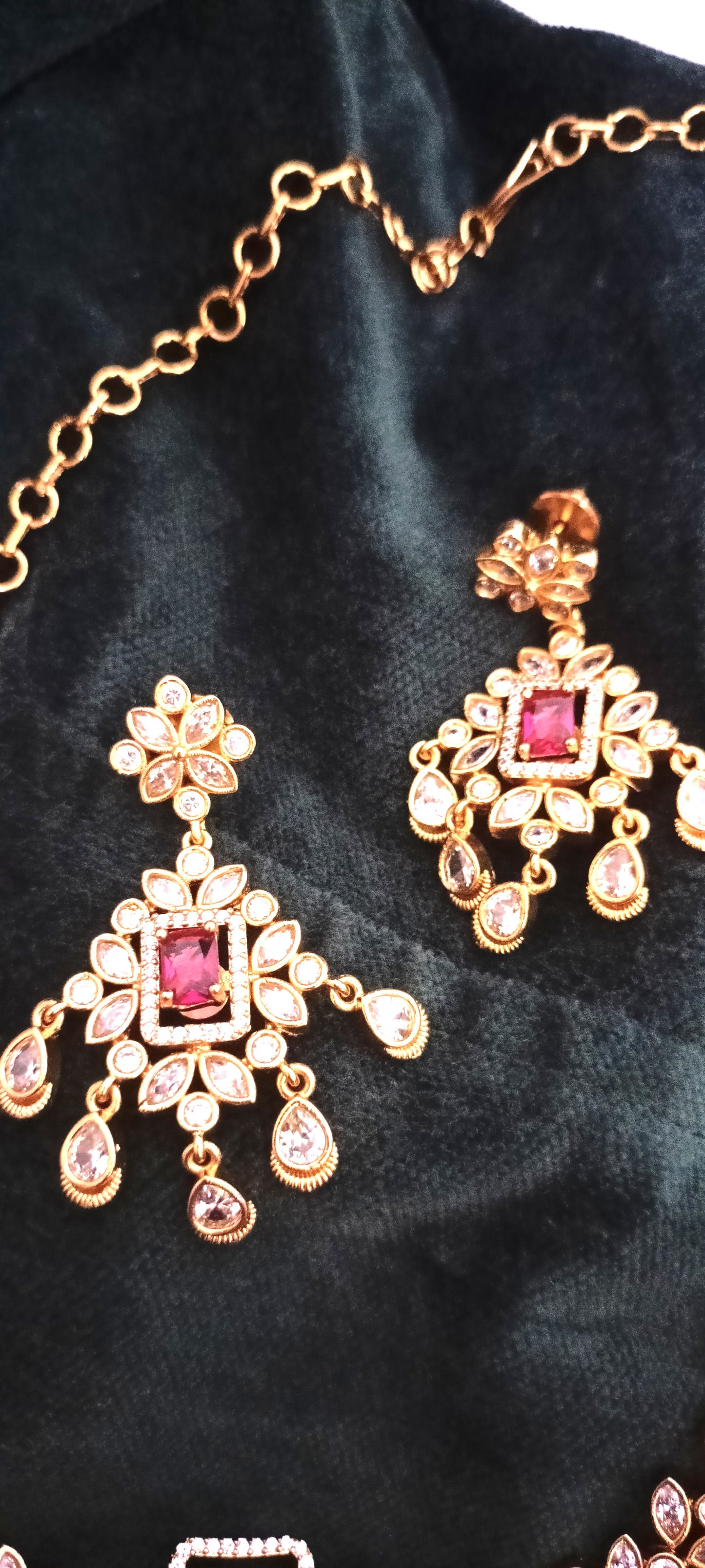 Interchangeable Stone Gold-Plated Necklace Set – Multi-Coloured Stones