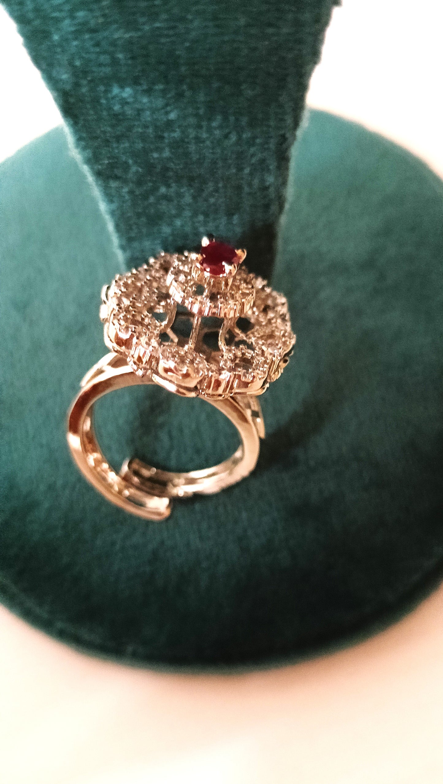 Elegant Silver-Tone Floral CZ Statement Ring