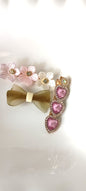 Pastel Blossom, Bow & Pink Heart Gem Hair Clip Set – Romantic Elegance