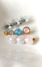 Heart & Crystal Flower Hair Clip Set – Pastel Blue & Pearl