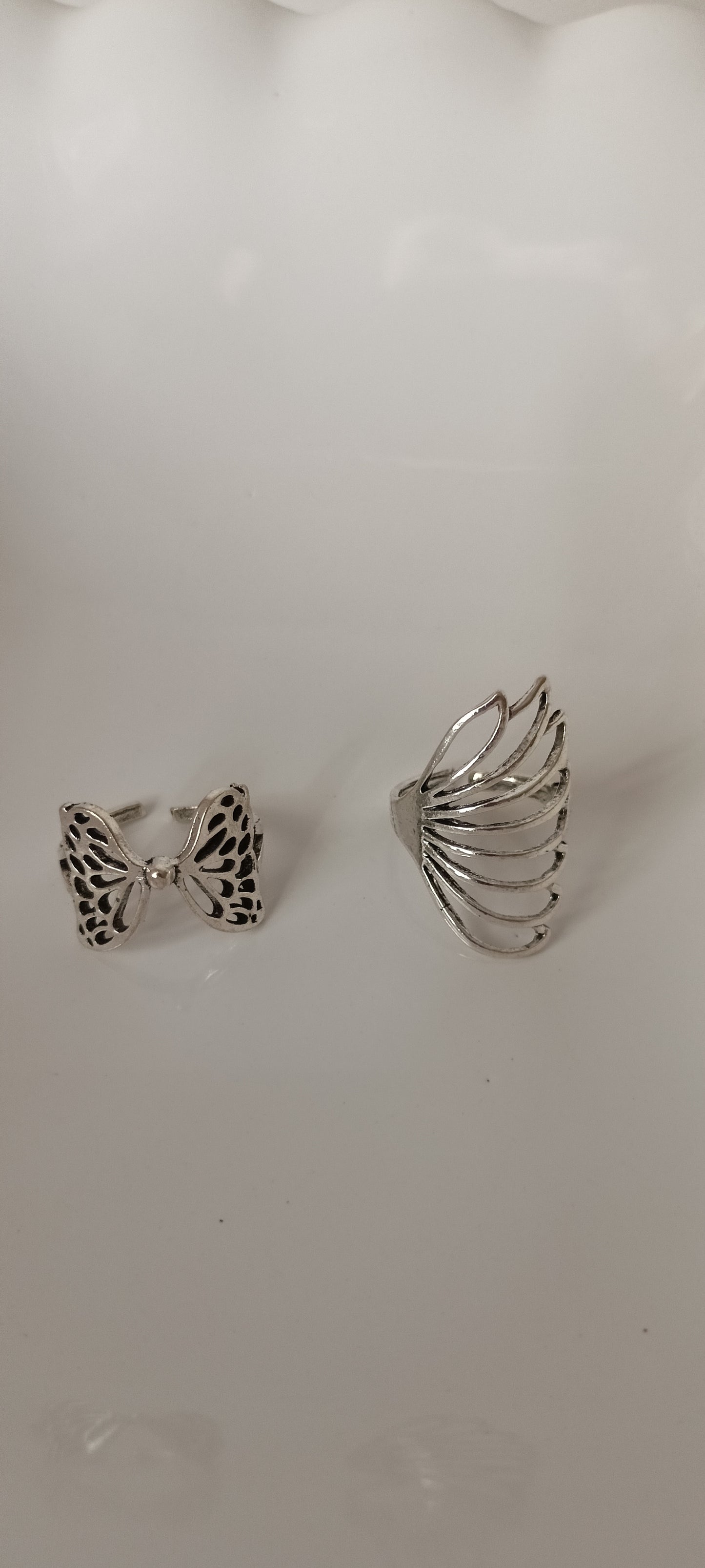 Wings of Grace Ring Set – Butterfly & Angel Wing Adjustable Silver-Tone