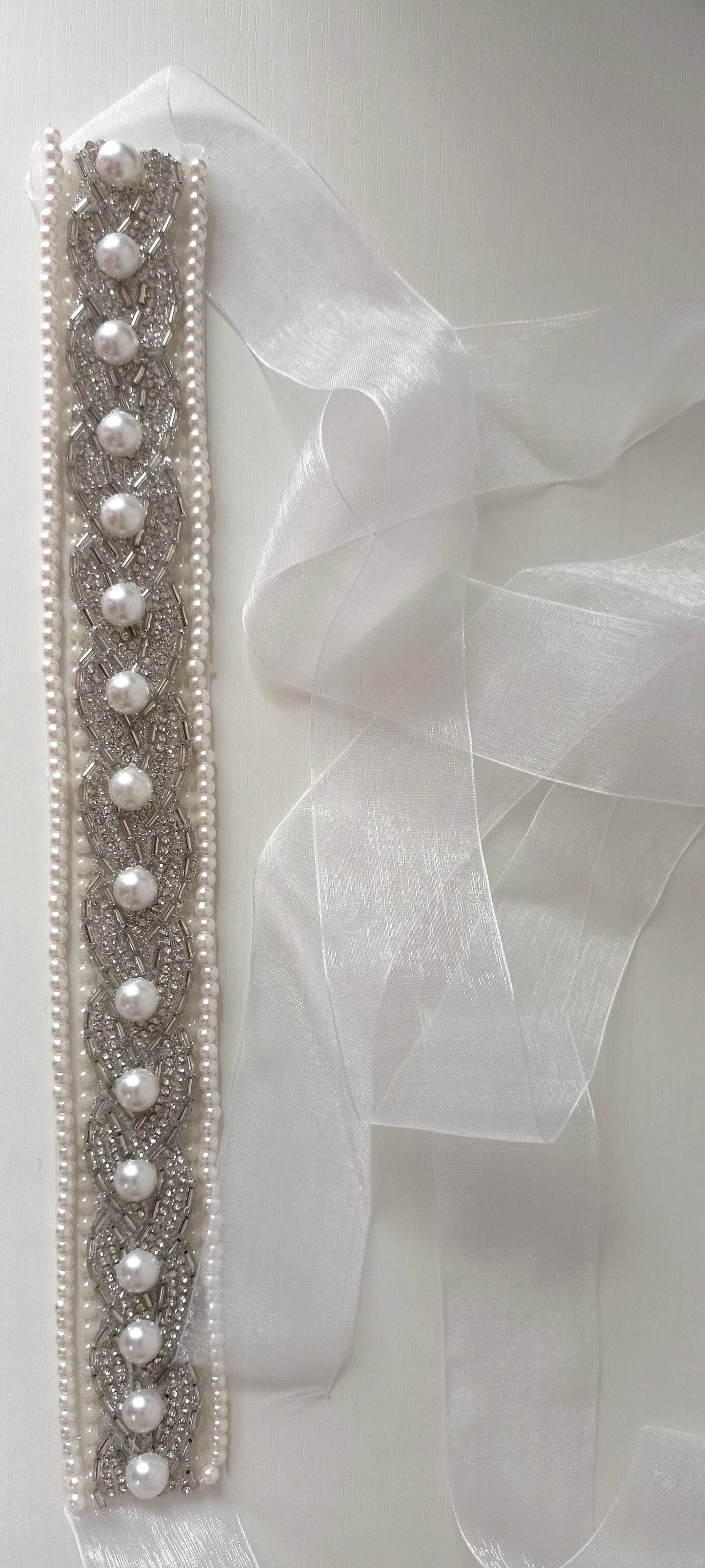 Elegant Pearl & Crystal Bridal Sash – Personally Handcrafted !!