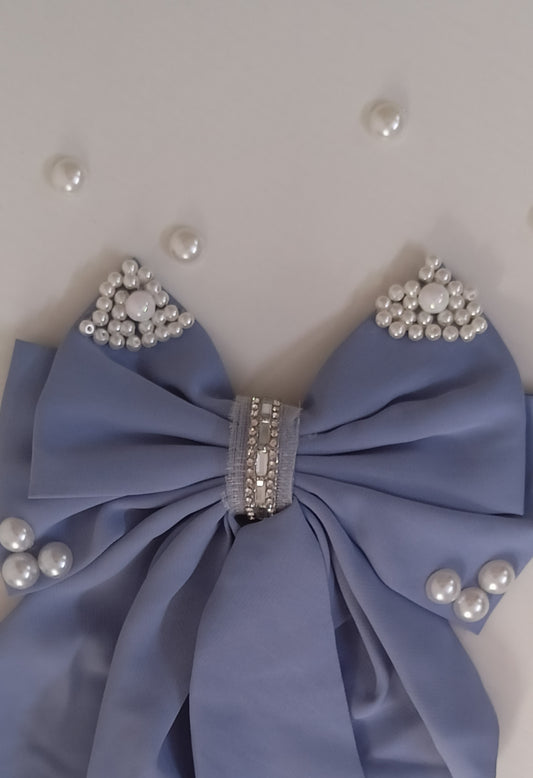 Elegant Pearl-Embellished Bow Hair Band - Personally Handcrafted