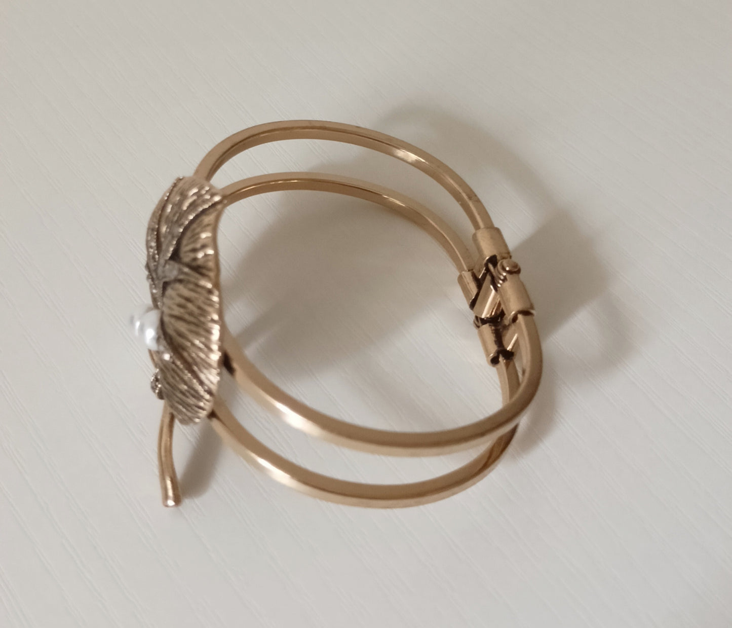 Vintage Gold Leaf with Pears Cuff Bracelet | Vintage Filigree Statement Cuff