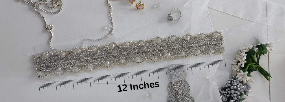 Silver Crystal Bridal Sash Waistband – Personally Handcrafted