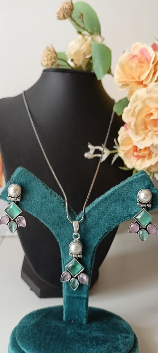 Earring, Pendant with Chain Combo