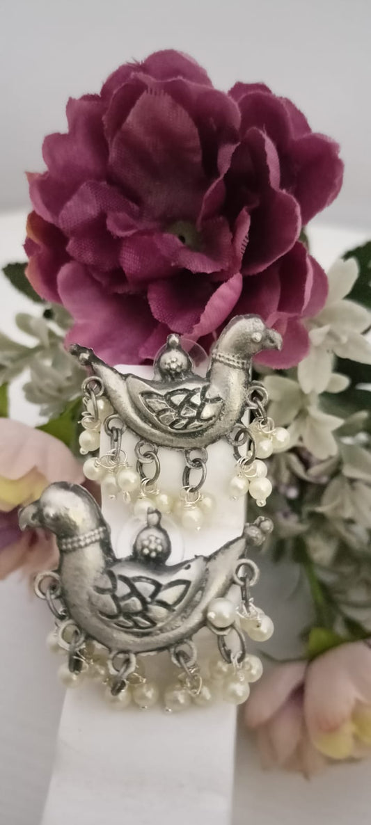 Earring - Parrots with Pearl hangings
